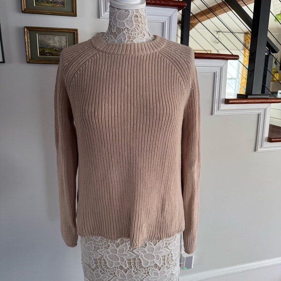 Jenni Kayne Sweaters - JENNI KAYNE Tan Cotton Fisherman Crewneck Sweater S